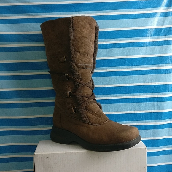 Chocolate Brown Mouton Tall Shearling boot fully lined Freezing Extreme Winter 6 - Picture 2 of 9
